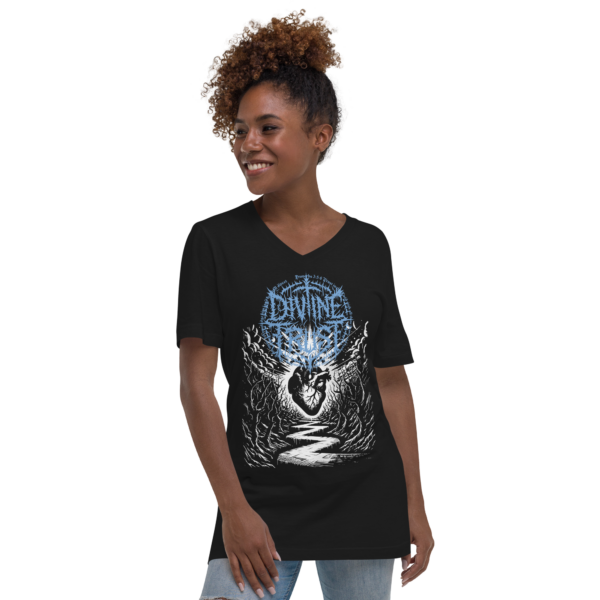 Divine Trust Gothic V-Neck Tee - Women's Proverbs 3:5-6 Inspired - Image 4