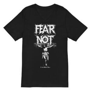 Fear Not Jesus on the Cross V-Neck Tee - Women's Isaiah 41:10 Inspired