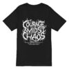 Courage Amidst Chaos Death Metal Logo V-Neck Tee - Women's Psalm 27:3 Inspired