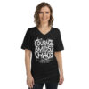 Courage Amidst Chaos Death Metal Logo V-Neck Tee - Women's Psalm 27:3 Inspired - Image 4