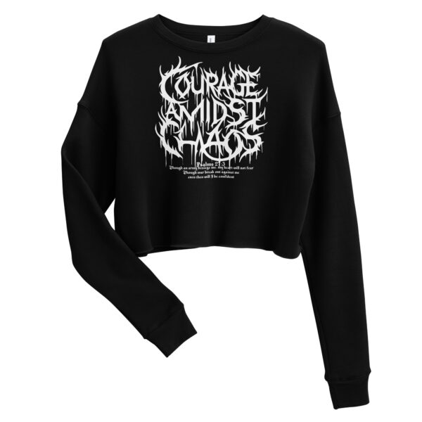 Courage Amidst Chaos Crop Sweatshirt - Women's Psalm 27:3 Inspired - Image 2