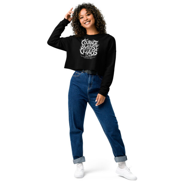 Courage Amidst Chaos Crop Sweatshirt - Women's Psalm 27:3 Inspired - Image 4
