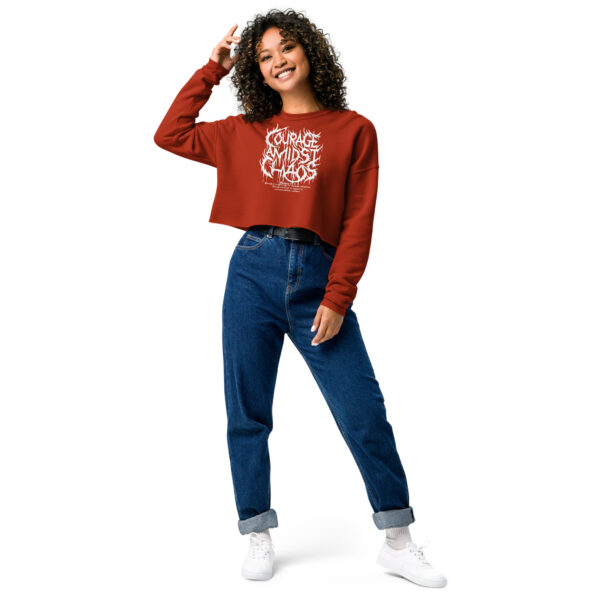 Courage Amidst Chaos Crop Sweatshirt - Women's Psalm 27:3 Inspired - Image 7