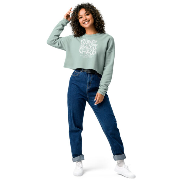Courage Amidst Chaos Crop Sweatshirt - Women's Psalm 27:3 Inspired - Image 11