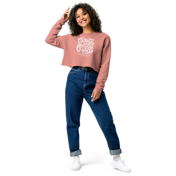 Courage Amidst Chaos Crop Sweatshirt - Women's Psalm 27:3 Inspired - Image 9