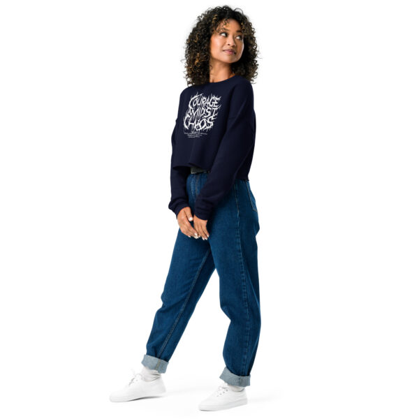 Courage Amidst Chaos Crop Sweatshirt - Women's Psalm 27:3 Inspired - Image 6